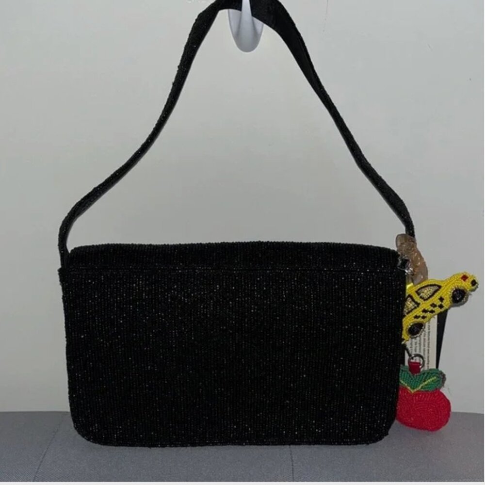 Viral Made in India  New York City Black Skyline Beaded Bag with Charms NWT - Picture 4 of 5